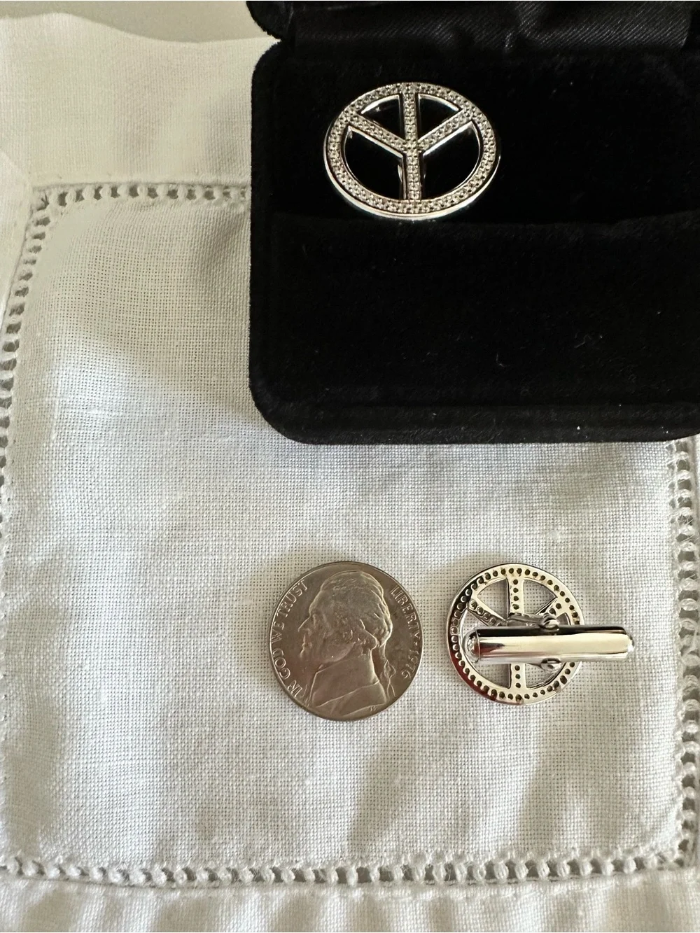 Sterling-Silver Peace Sign Cufflinks - ☮️ Designer Peace & Love By Nancy Davis